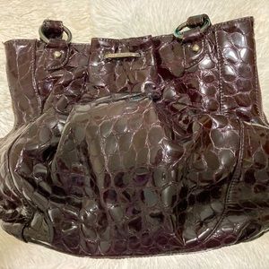Donald J Pliner Burgundy Embossed (Alligator) Patent Leather Shoulder Bag
